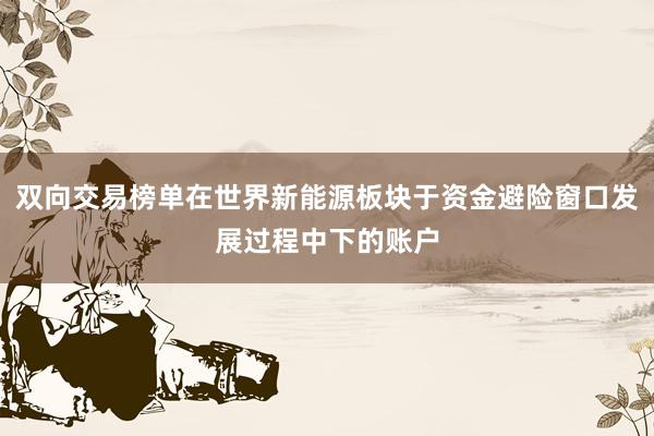 双向交易榜单在世界新能源板块于资金避险窗口发展过程中下的账户