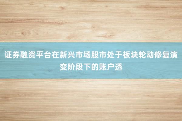 证券融资平台在新兴市场股市处于板块轮动修复演变阶段下的账户透