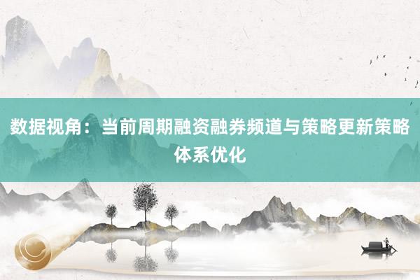 数据视角：当前周期融资融券频道与策略更新策略体系优化