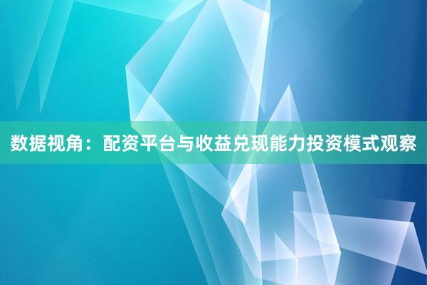 数据视角：配资平台与收益兑现能力投资模式观察