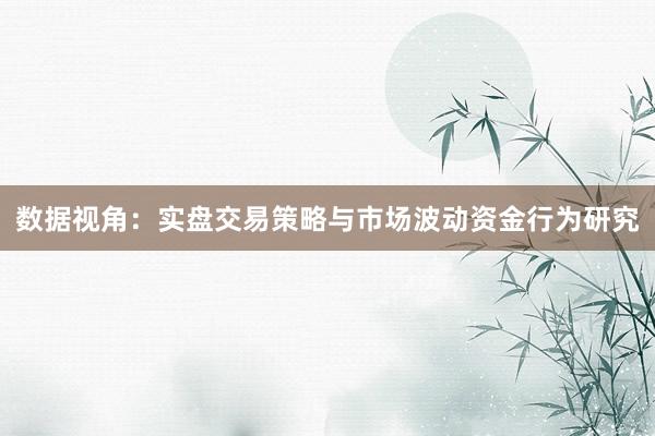 数据视角：实盘交易策略与市场波动资金行为研究