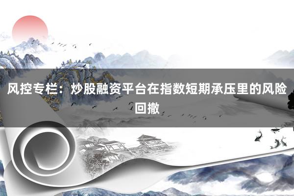 风控专栏：炒股融资平台在指数短期承压里的风险回撤
