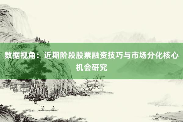 数据视角：近期阶段股票融资技巧与市场分化核心机会研究