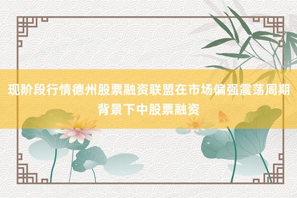现阶段行情德州股票融资联盟在市场偏强震荡周期背景下中股票融资