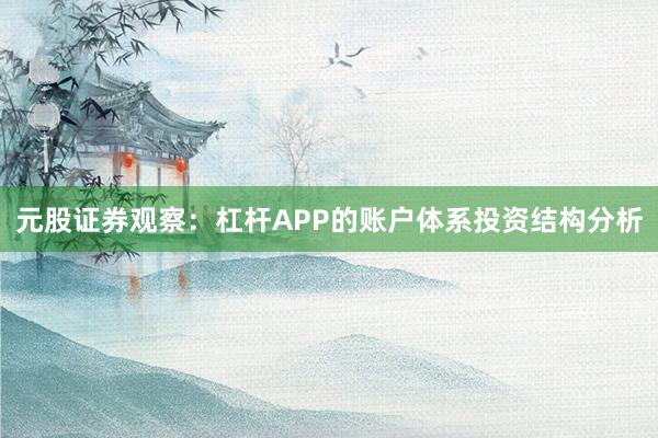 元股证券观察：杠杆APP的账户体系投资结构分析