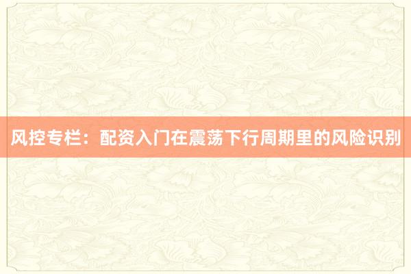风控专栏：配资入门在震荡下行周期里的风险识别