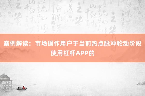案例解读：市场操作用户于当前热点脉冲轮动阶段使用杠杆APP的