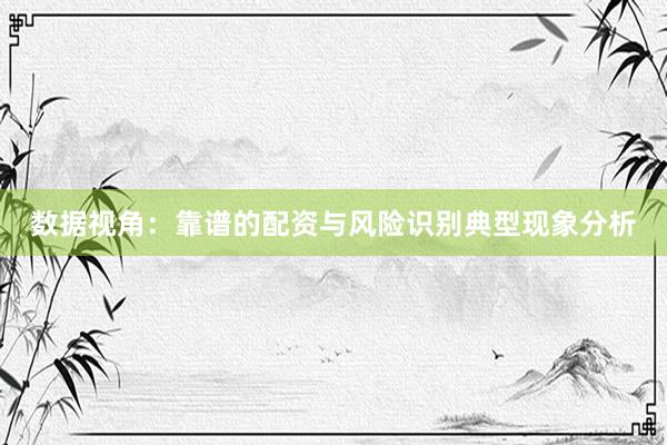 数据视角：靠谱的配资与风险识别典型现象分析