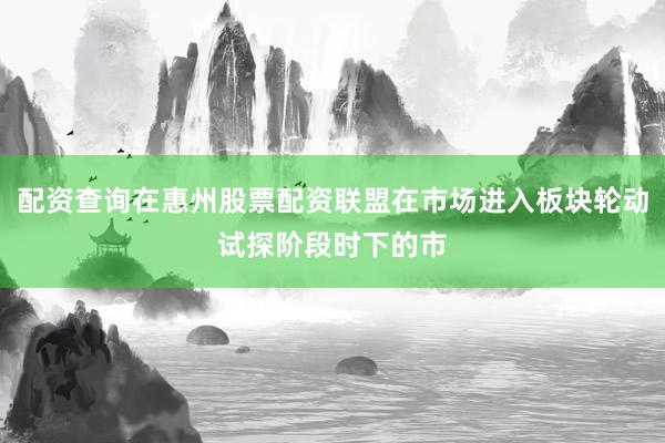 配资查询在惠州股票配资联盟在市场进入板块轮动试探阶段时下的市