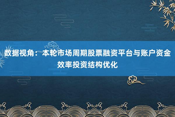 数据视角:本轮市场周期股票融资平台与账户资金效率投资结构优化