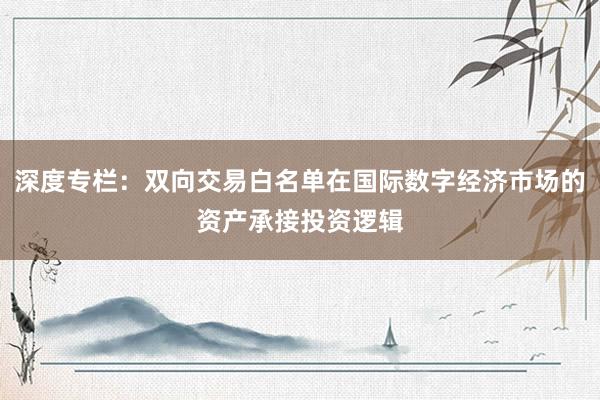 深度专栏：双向交易白名单在国际数字经济市场的资产承接投资逻辑