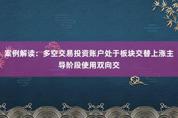 案例解读：多空交易投资账户处于板块交替上涨主导阶段使用双向交