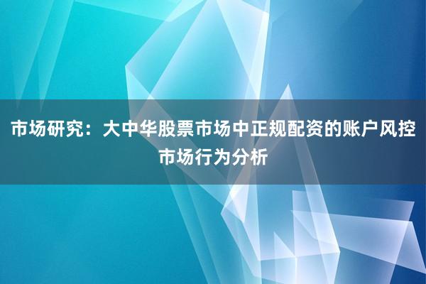 市场研究：大中华股票市场中正规配资的账户风控市场行为分析