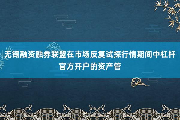 无锡融资融券联盟在市场反复试探行情期间中杠杆官方开户的资产管