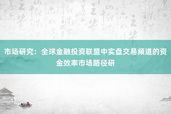 市场研究：全球金融投资联盟中实盘交易频道的资金效率市场路径研