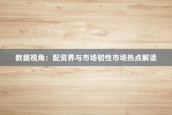 数据视角：配资界与市场韧性市场热点解读
