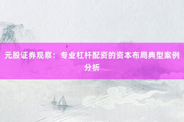 元股证券观察：专业杠杆配资的资本布局典型案例分析