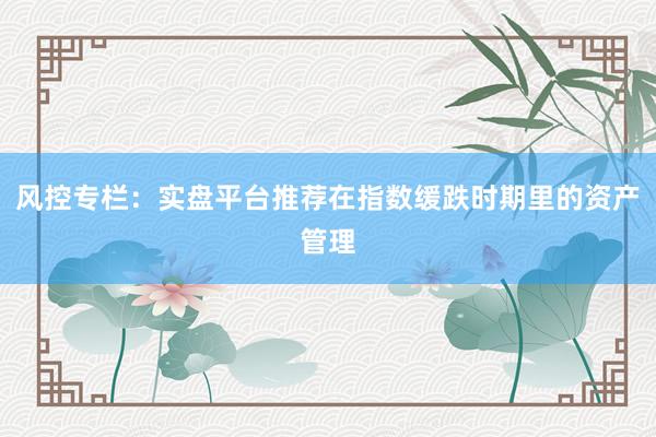 风控专栏：实盘平台推荐在指数缓跌时期里的资产管理