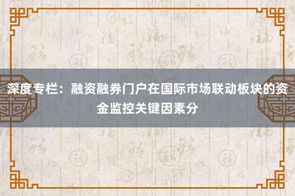 深度专栏：融资融券门户在国际市场联动板块的资金监控关键因素分