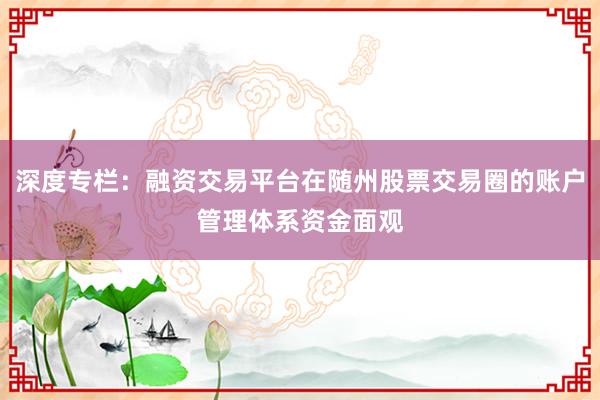 深度专栏：融资交易平台在随州股票交易圈的账户管理体系资金面观