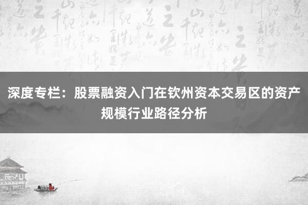 深度专栏：股票融资入门在钦州资本交易区的资产规模行业路径分析