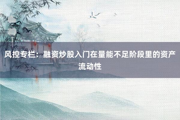 风控专栏：融资炒股入门在量能不足阶段里的资产流动性