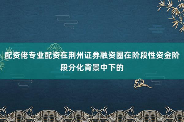 配资佬专业配资在荆州证券融资圈在阶段性资金阶段分化背景中下的