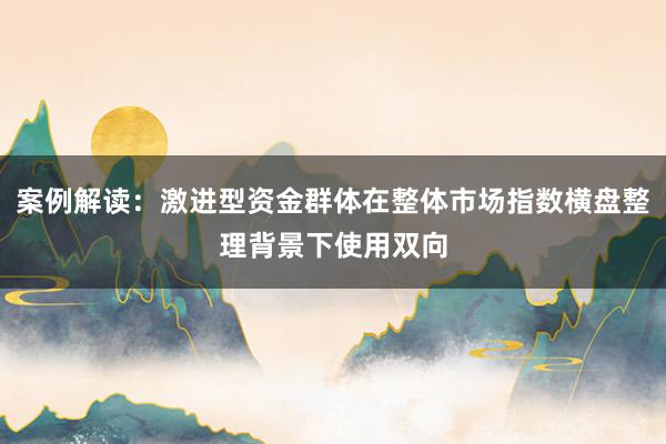 案例解读：激进型资金群体在整体市场指数横盘整理背景下使用双向