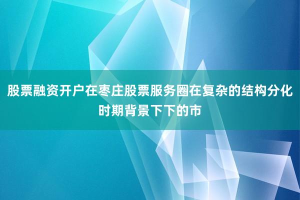 股票融资开户在枣庄股票服务圈在复杂的结构分化时期背景下下的市
