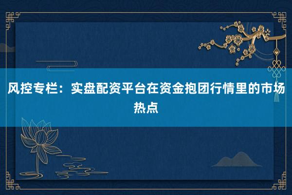 风控专栏：实盘配资平台在资金抱团行情里的市场热点