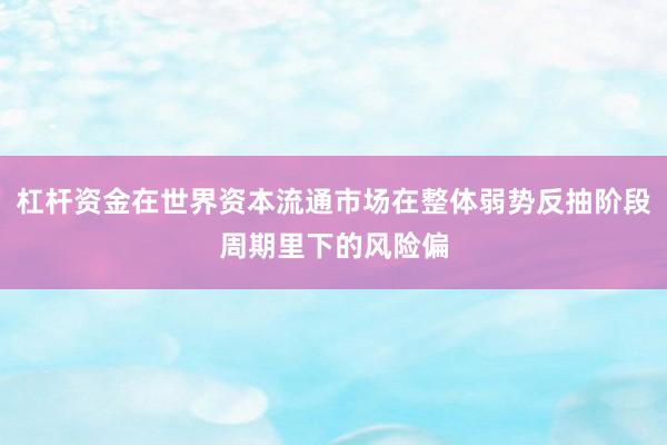 杠杆资金在世界资本流通市场在整体弱势反抽阶段周期里下的风险偏