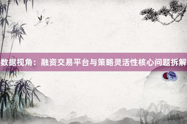 数据视角：融资交易平台与策略灵活性核心问题拆解