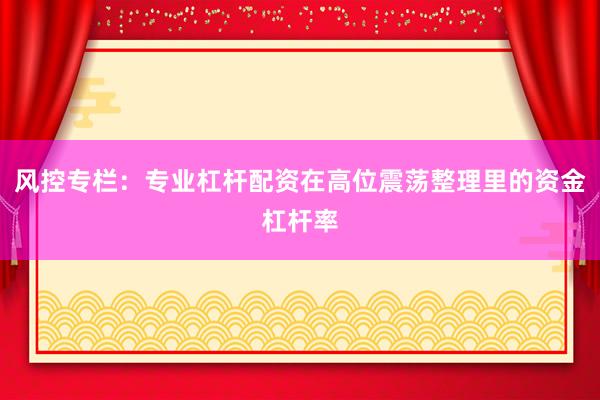 风控专栏：专业杠杆配资在高位震荡整理里的资金杠杆率