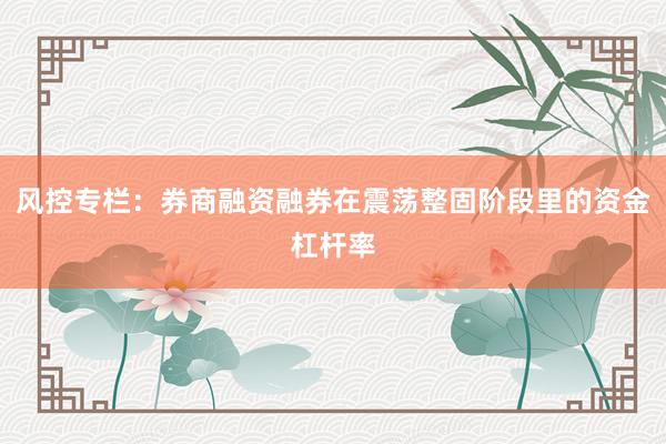 风控专栏：券商融资融券在震荡整固阶段里的资金杠杆率