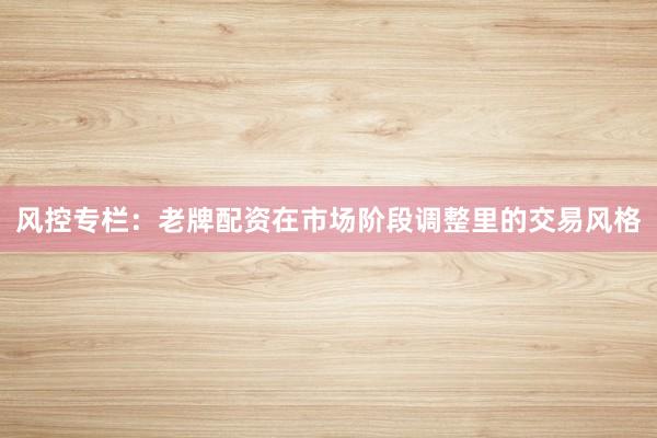 风控专栏：老牌配资在市场阶段调整里的交易风格