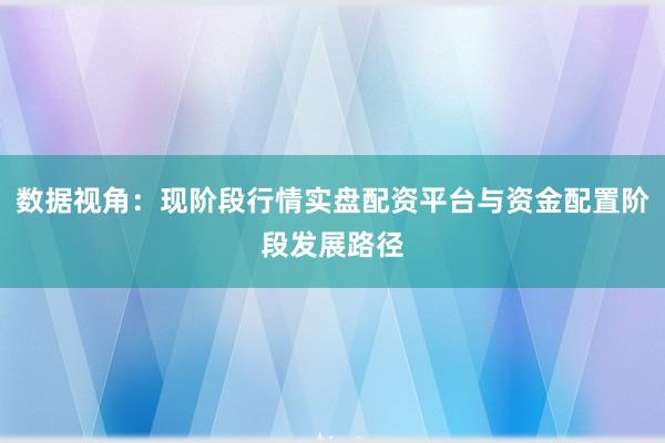 数据视角：现阶段行情实盘配资平台与资金配置阶段发展路径