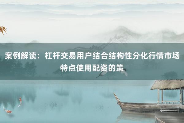 案例解读：杠杆交易用户结合结构性分化行情市场特点使用配资的策