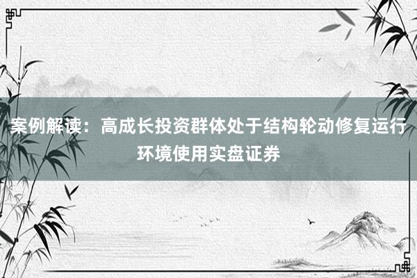 案例解读：高成长投资群体处于结构轮动修复运行环境使用实盘证券