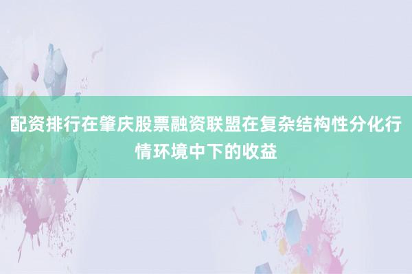 配资排行在肇庆股票融资联盟在复杂结构性分化行情环境中下的收益