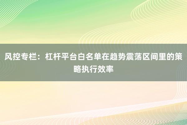 风控专栏：杠杆平台白名单在趋势震荡区间里的策略执行效率