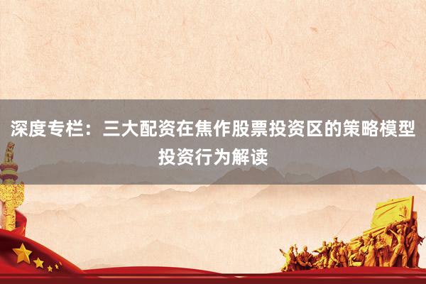 深度专栏：三大配资在焦作股票投资区的策略模型投资行为解读