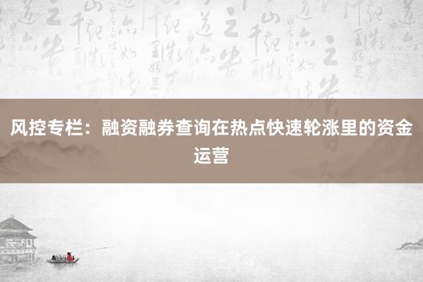 风控专栏：融资融券查询在热点快速轮涨里的资金运营