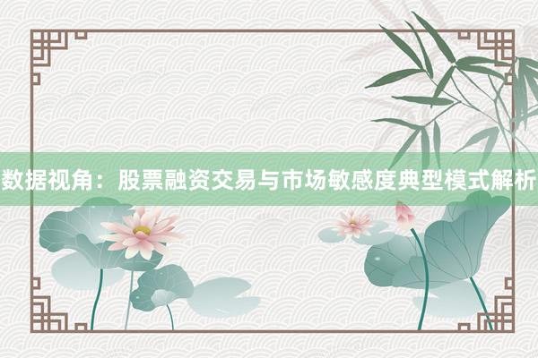 数据视角：股票融资交易与市场敏感度典型模式解析