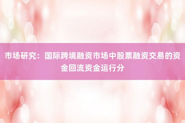 市场研究：国际跨境融资市场中股票融资交易的资金回流资金运行分
