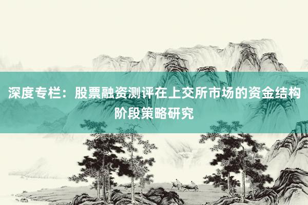 深度专栏：股票融资测评在上交所市场的资金结构阶段策略研究