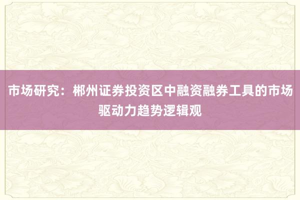 市场研究：郴州证券投资区中融资融券工具的市场驱动力趋势逻辑观