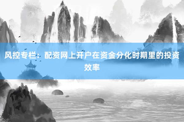 风控专栏：配资网上开户在资金分化时期里的投资效率
