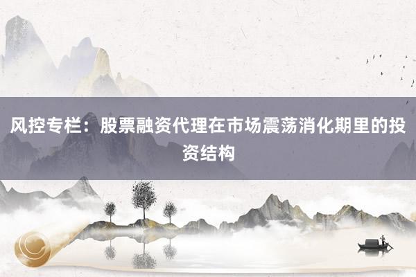 风控专栏：股票融资代理在市场震荡消化期里的投资结构