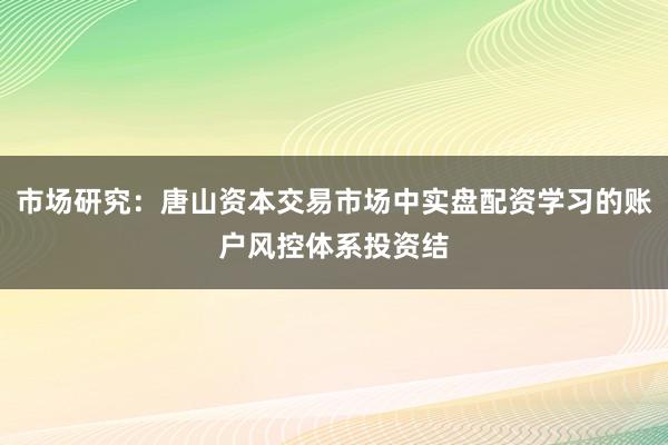 市场研究:唐山资本交易市场中实盘配资学习的账户风控体系投资结