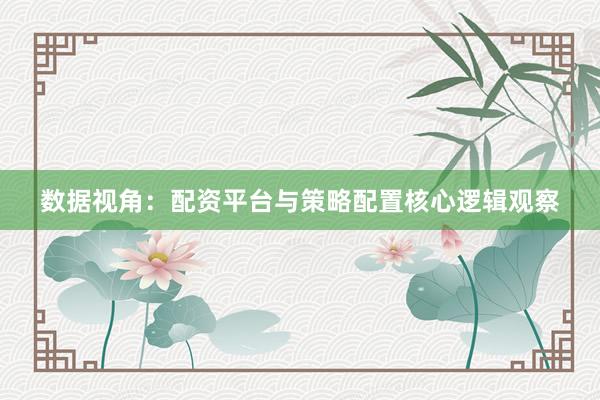 数据视角：配资平台与策略配置核心逻辑观察